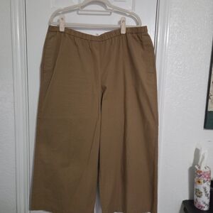 Eileen Fisher Women's Tan Wide Leg Cropped Pants